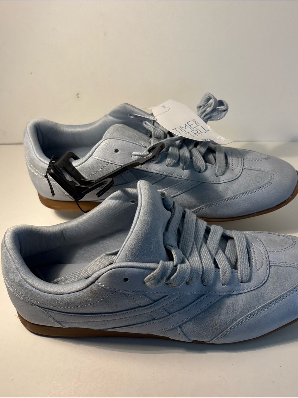 Time and Tru Light Blue Suede Low-Top Sneakers